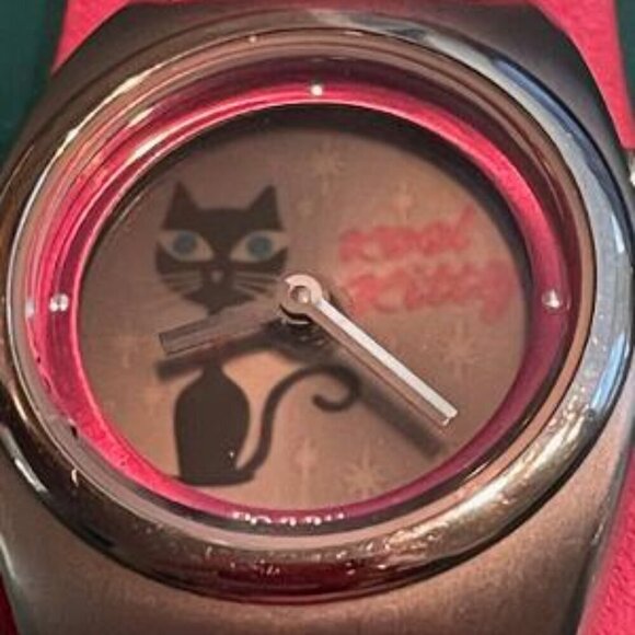 Vtg Fossil Pink Bigtic Kool Kitty Watch. EUC - Picture 8 of 11